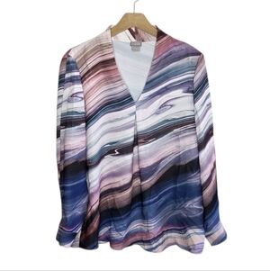 Chico's | Colorful Swirled Mable Long Split Sleeve V-neck Blouse Size 1 or 8/10
